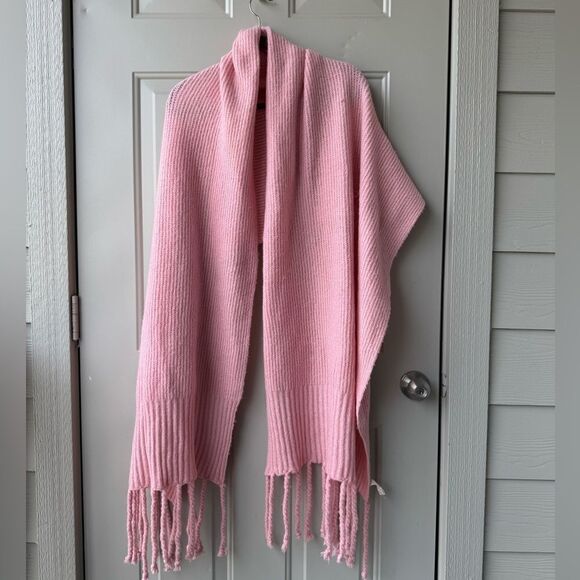 Free People Jaden Chunky Ribbed Fringe Blanket Scarf Baby Pink One Size - Picture 3 of 9